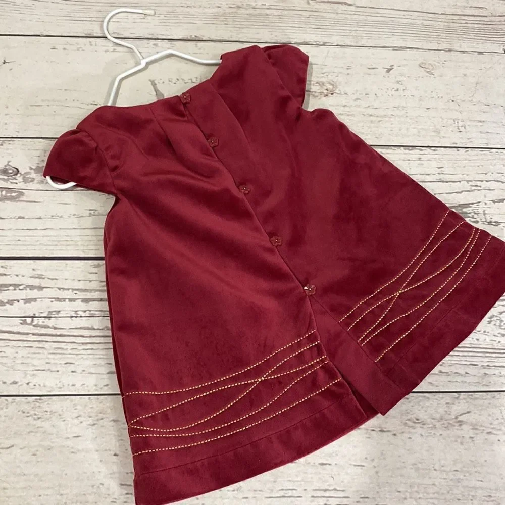 Burgundy Baby Girl Infant Velvet Christmas Dress